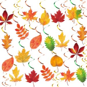 30 pcs fall leaves hanging swirls thanksgiving maple leaf swirls streamers thanksgiving ceiling hanging decorations for fall themed harvest home classroom office party supplies