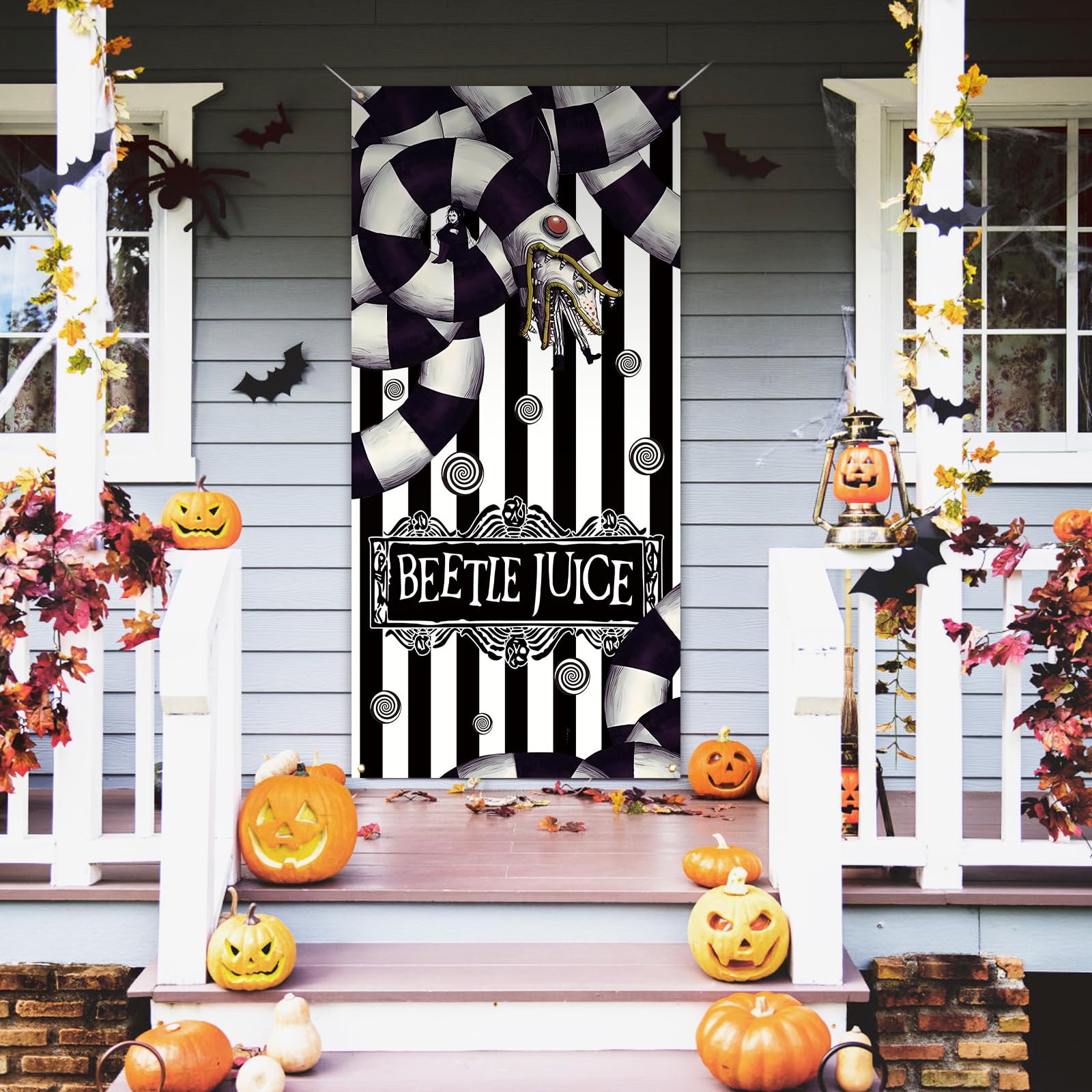 Scary Creepy Door Cover Halloween Photo Backdrop Halloween Birthday Party Decorations and Supplies for Home