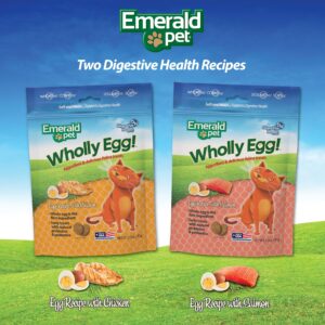 Emerald Pet Wholly Egg Digestive Health Cat Treats - Soft and Moist cat Treats for Healthy Digestion - Natural Prebiotics and Probiotics for cat Digestion - Chicken Treats, 2.5 oz