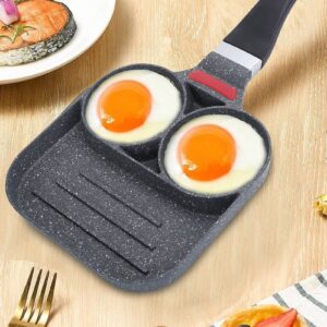 Tomotato Nonstick Egg Frying Pan, 3 in 1 Egg Pan Divided Grill Skillet Pan with Heat Resistant Handle Breakfast Omelet Pancake Pan for Gas Stove