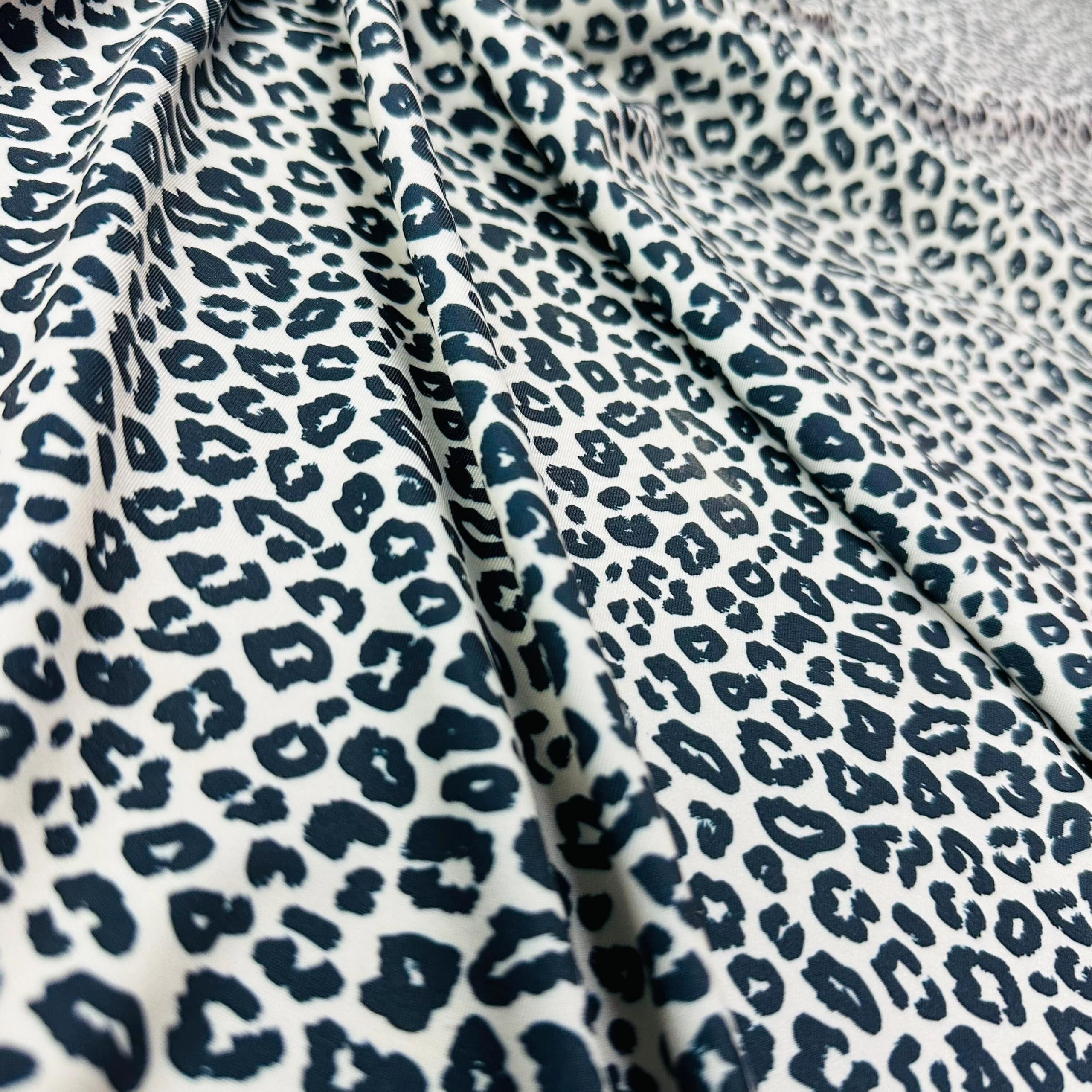 Generic Animal Print Black and White Leopard Nylon Spandex Fabric 4 Way Stretch by The Yard for swimwear dancewear sportwear dress