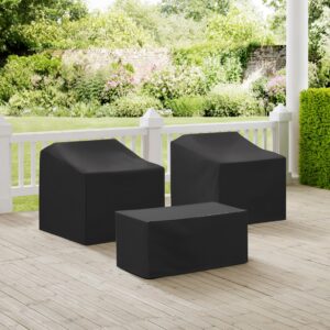 Crosley Furniture Patio Furniture Covers, Waterproof 3-Piece Cover Set for Outdoor Chairs and Coffee Table, Black