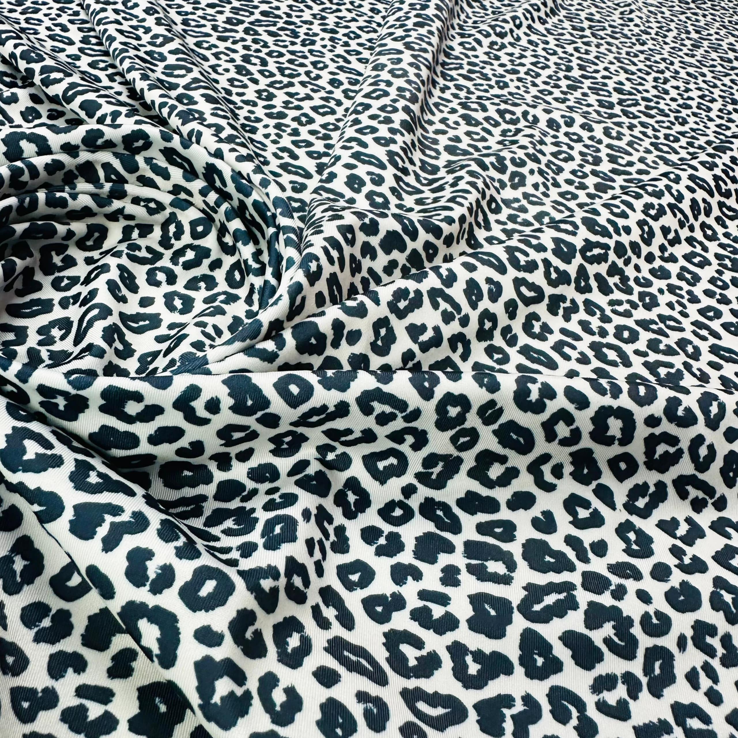 Generic Animal Print Black and White Leopard Nylon Spandex Fabric 4 Way Stretch by The Yard for swimwear dancewear sportwear dress