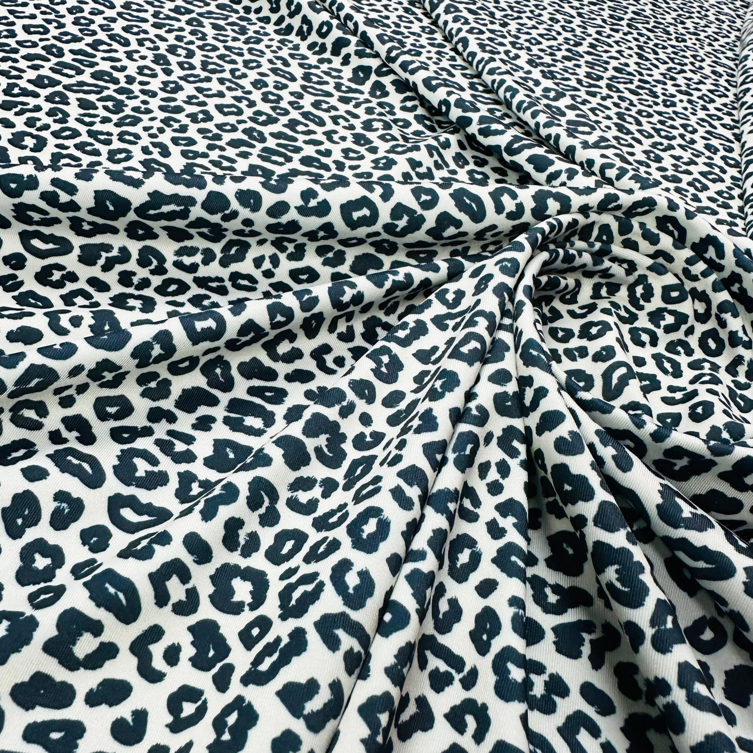 Generic Animal Print Black and White Leopard Nylon Spandex Fabric 4 Way Stretch by The Yard for swimwear dancewear sportwear dress