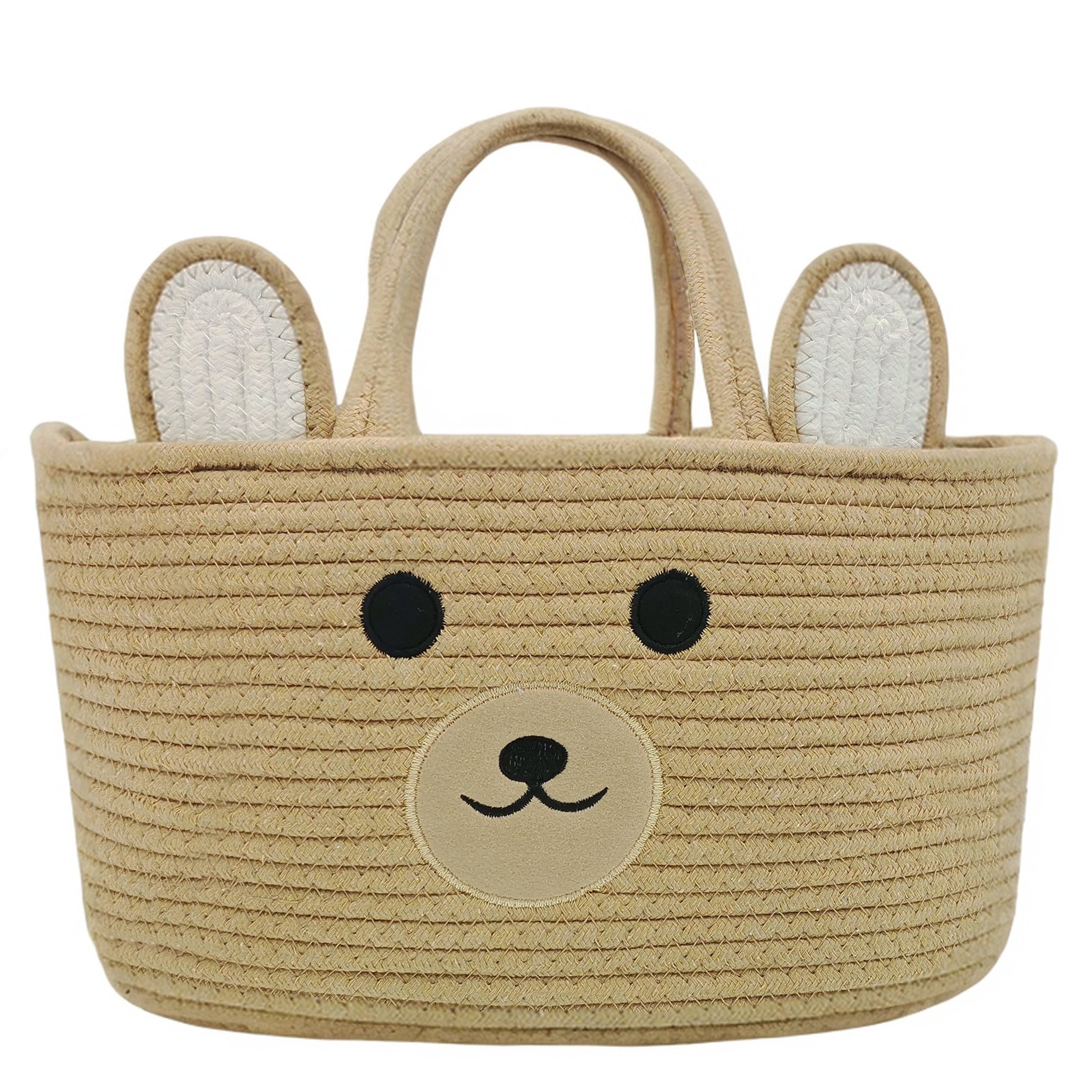 SpaSave Bear Basket, Baby Laundry Basket, Baby Shower Basket, Baby Diaper Caddy Organizer with Handles, Nursery Storage Bin Basket Hamper, 14""D x 10""W x 8""H (Brown)