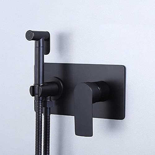 NBAAYIK Hand Held Bidet Sprayer Black Wall Mounted Bathroom Toilet Bidet Mixer Spray Kit Single Handle Bathroom Shower Bidet Taps Spray Toilet Cleaning Faucet-B