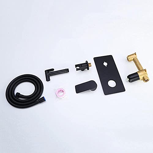 NBAAYIK Hand Held Bidet Sprayer Black Wall Mounted Bathroom Toilet Bidet Mixer Spray Kit Single Handle Bathroom Shower Bidet Taps Spray Toilet Cleaning Faucet-B