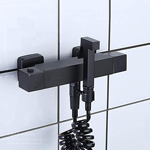 NBAAYIK Mixer Bidet Shower Bathroom Shower Bidet Taps Spray Toilet Cleaning Faucet Toilet Bidet Sprayer Bathroom Sprayer Toilet Bidet Shower Head-Black-B