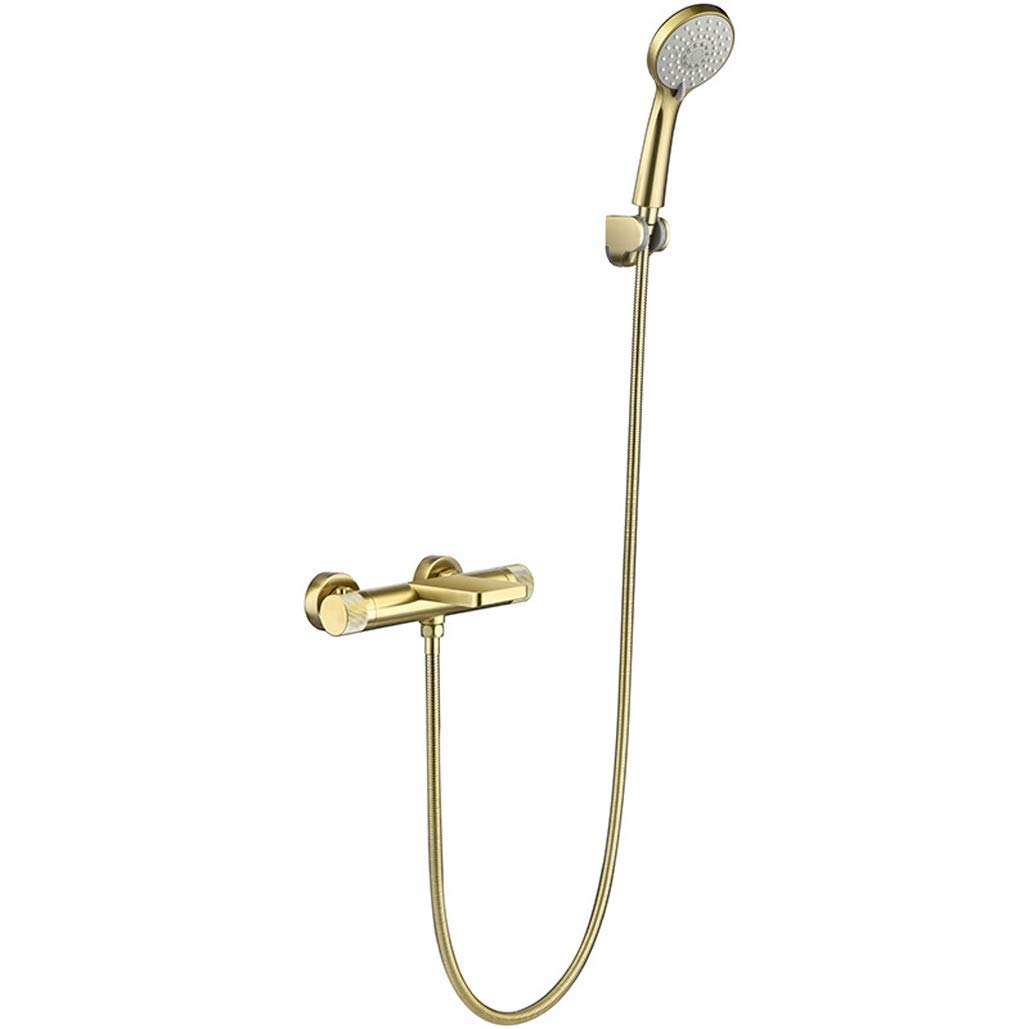 NBAAYIK Brass Hot and Cold Water Bidet Bathroom Hand Shower Bidet Toilet Sprayer Hygienic Shower Wall Mounted Bidet Tap Set with Booster Nozzle,Brushed Gold