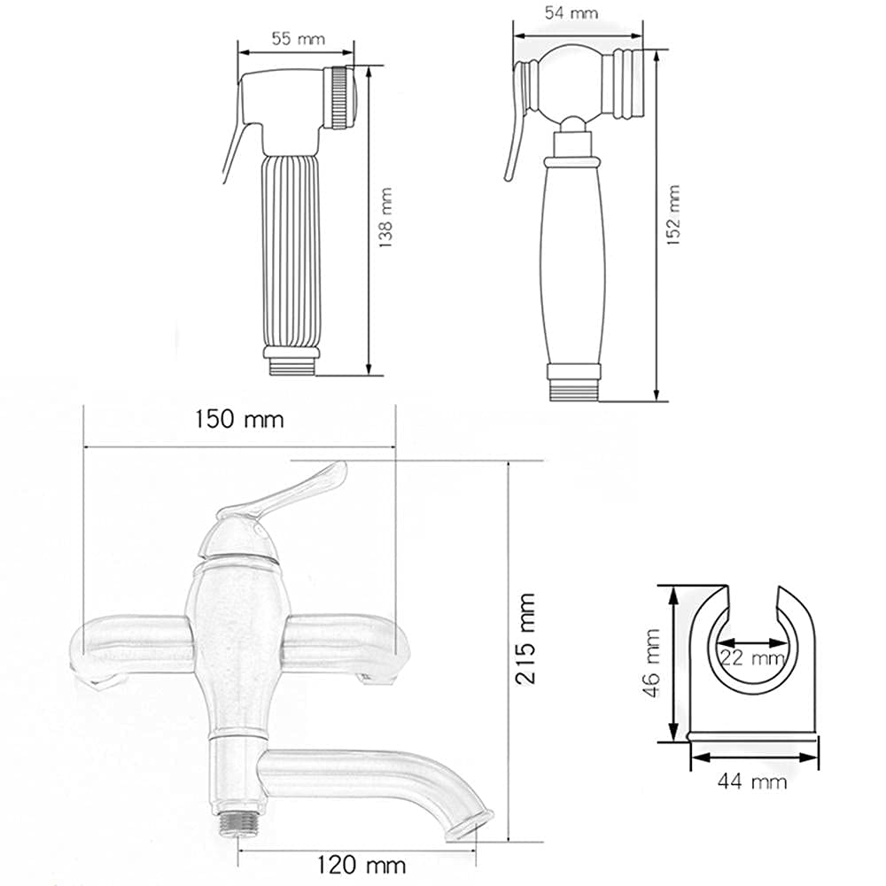 NBAAYIK Wall Mounted Bathroom Toilet Bidet Mixer Spray Kit Ancient Brown Handheld Bidet Sprayer Toilet Bathroom Douche Single Handle Spray Set Bidet Faucet Bathroom Bidet Shower-A