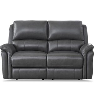 hydeline erindale zero gravity power reclining top grain leather loveseat, quartz gray, memory foam, pocket coils and control panel