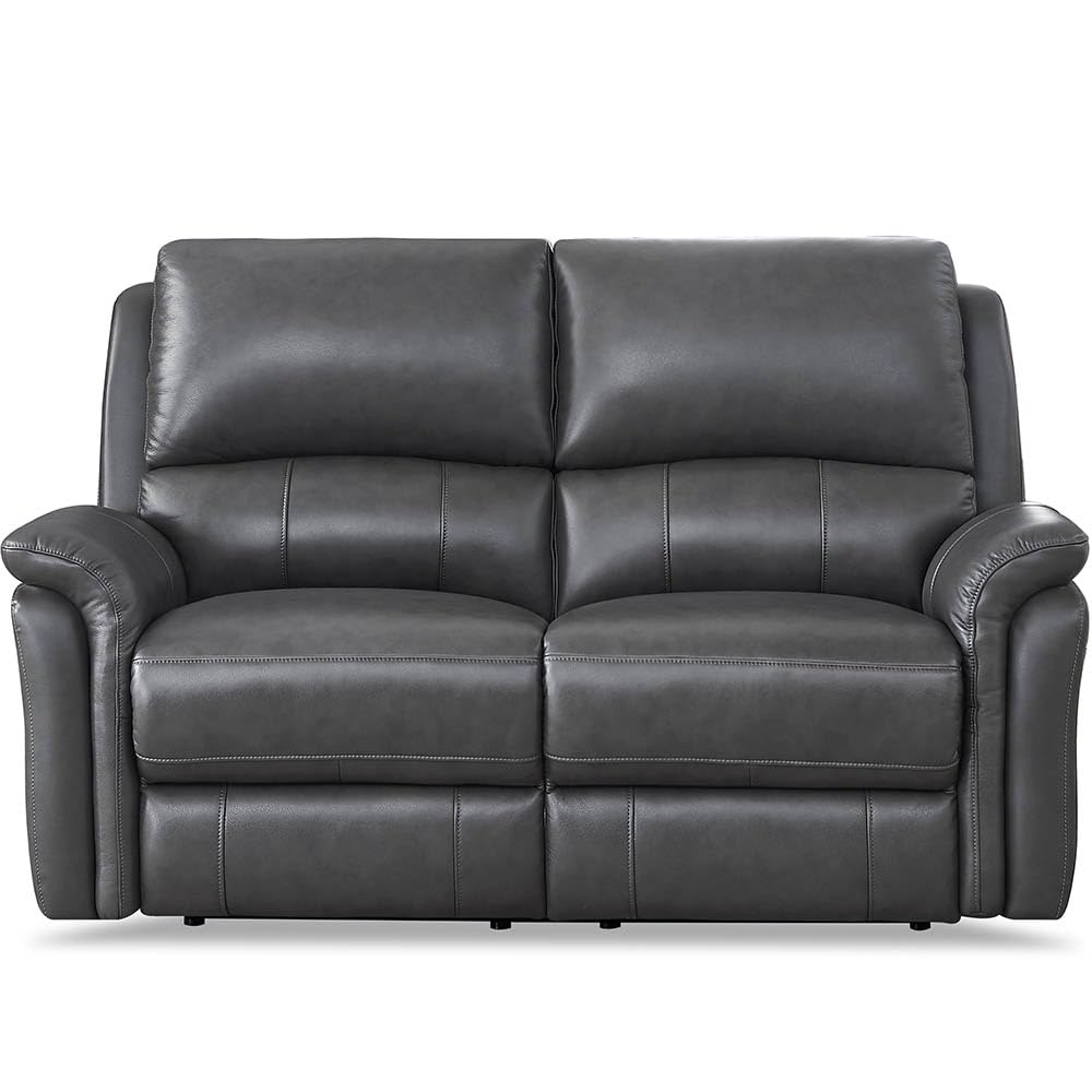 Hydeline Erindale Zero Gravity Power Reclining Top Grain Leather Loveseat, Quartz Gray, Memory Foam, Pocket Coils and Control Panel