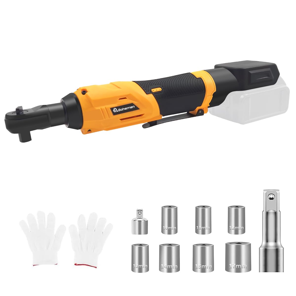 3/8'' Cordless Ratchet Wrench Set for Dewalt 20V Battery, 60 Ft-lbs 400 RPM Variable Speed Trigger Electric Power Ratchet Wrench Replace for DCF513B Tool Kit (Tool Only)