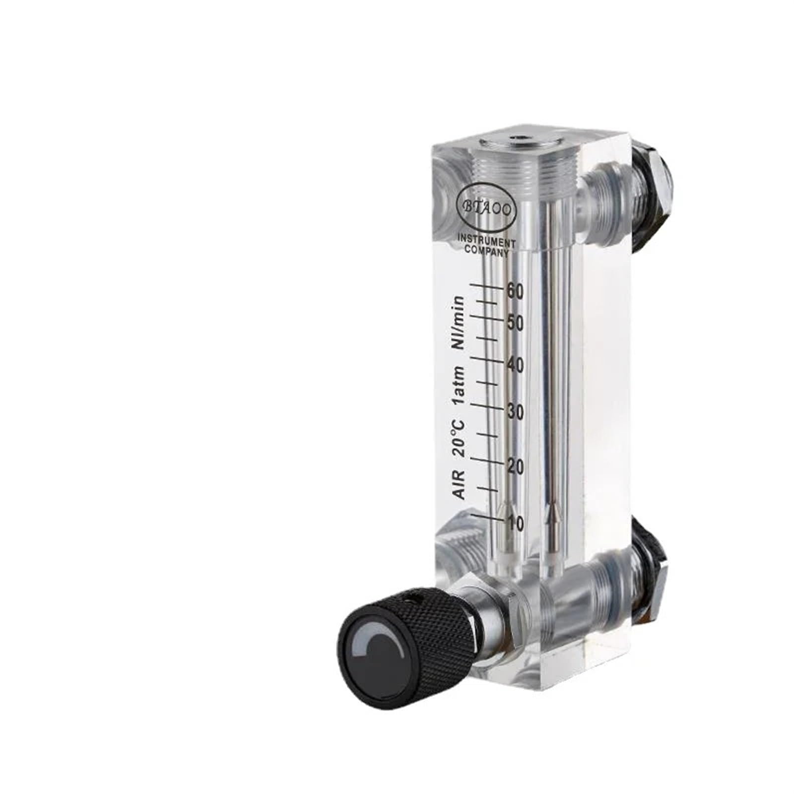 Zihozan G 1/4" Female M18 Panel Float Flowmeter Gas Liquid Air Flow Meter Rotameter with Control Valve(10-70 LPM Gas)