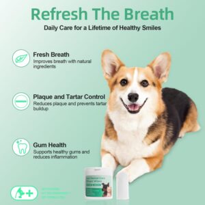 xuepett Dog Dental Care Finger Wipes, Dog Teeth Cleaning Finger Wipes Reduces Plaque & Freshens Breath