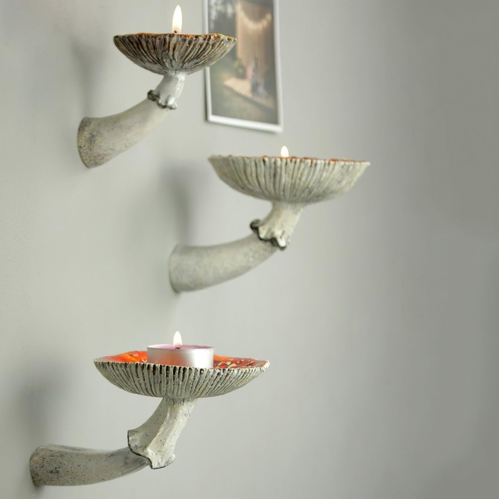 Mushroom Shelf, 3PCS Resin Mushroom Wall Shelf, Floating Mushroom Wall Decor, Hanging Fade-Resistant Cute Shelves for Bedroom, Living Room, Bathroom, Mushroom Wall Decor, Mushroom Wall Shelf