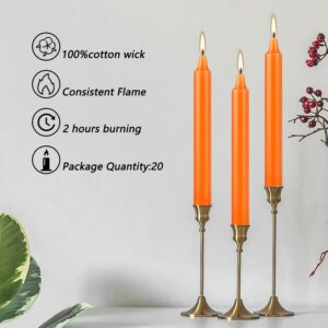 20pcs 4-inch Taper Candles Smokeless Long Burning Candles for daily, Wedding,Christmas Table,Fireplace(orange)