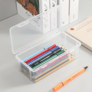 generic plastic box - plastic bead craft hobby art school supply pencil box storage organizer container with latching lid, for pens ribbons wahi tape sticker yarn ornaments, stackable, clear