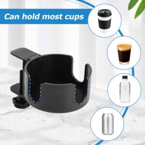 Desk Cup Holder Clamp W/Desk Hook,Large Anti-Spill Cup Holder Clamp, Easy to Install Table Cup Holder,Desk Drink Bottle Holder for Coffee Mups,Water Cups,Bag,Headphone