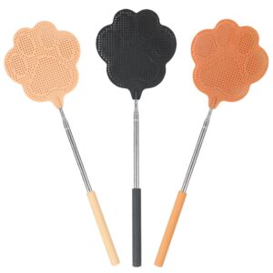 tuimiyisou flyswatter,extendable fly swatter 3pcs 11.4-29.5"" fly swatter manual paw-shaped flyswatter heavy duty fine mesh pp stainless steel fly swatter for indoors,fly swatter