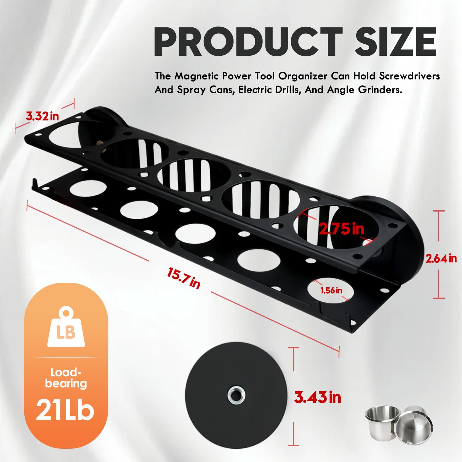 Fistihon Magnetic Power Tool Holder and Air Tool Holder, Magnetic Spray Can Holder with Screwdriver Holder, Magnetic Cordless Drill Holder for Utility Rack for Warehouse, Garage, Toolbox