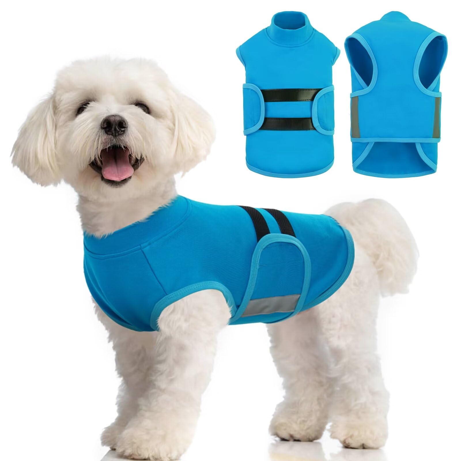 MIGOHI Dog Anxiety Relief Coat,Comfort Anxiety Vest for Dogs,Adjustable Dog Anxiety Calming Wrap for Fireworks,Thunderstorm,Travel, Separation, Dog Anxiety Jacket for Dogs for Medium Dogs,M,Blue