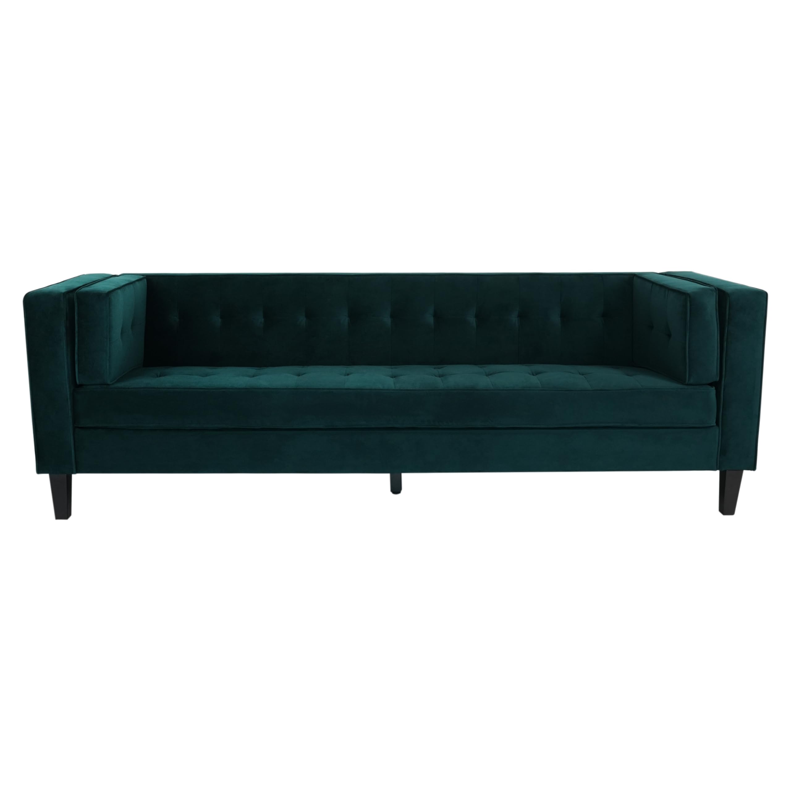 Dolonm 90" Modern Sofa Couch, Deep Seat Sofa for Living Room, Velvet Couch with Button Tufted Design, 3-Seater Oversized Couch for for Living Room, Office, Apartment, Green