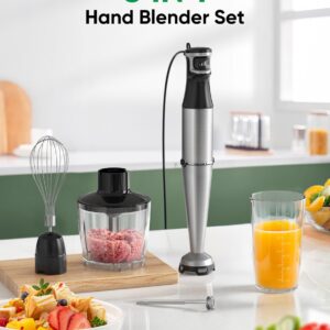 Immersion Blender Handheld Corded Hand Blender 1100W, Trigger Variable Speed 5 in 1 Stick Blender, Emulsion Blender with Chopper, Whisk and Frother for Soup, Baby Food and Smoothies,2-packs