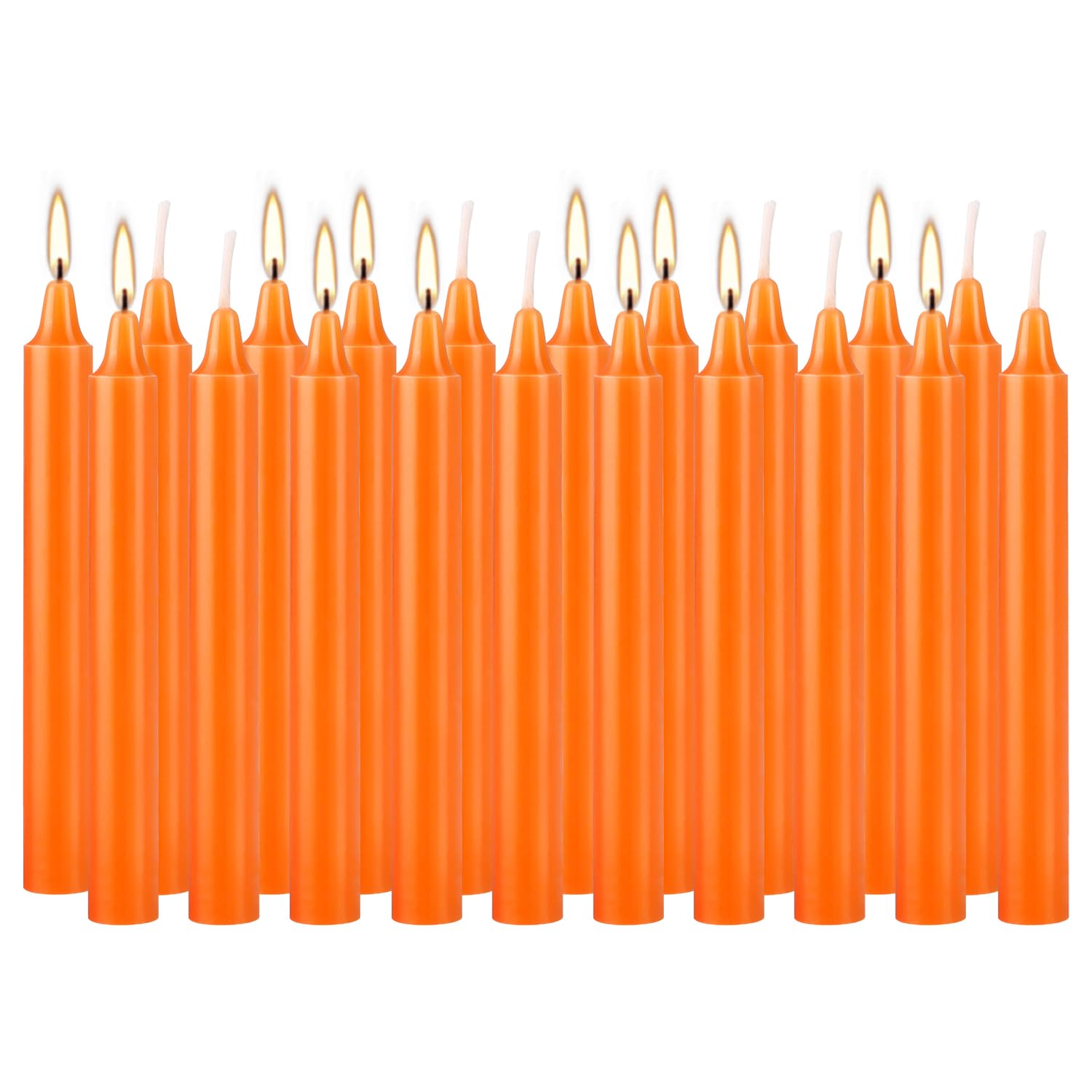 20pcs 4-inch Taper Candles Smokeless Long Burning Candles for daily, Wedding,Christmas Table,Fireplace(orange)