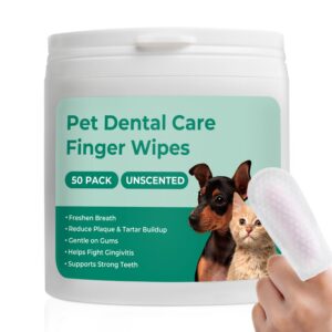 xuepett dog dental care finger wipes, dog teeth cleaning finger wipes reduces plaque & freshens breath