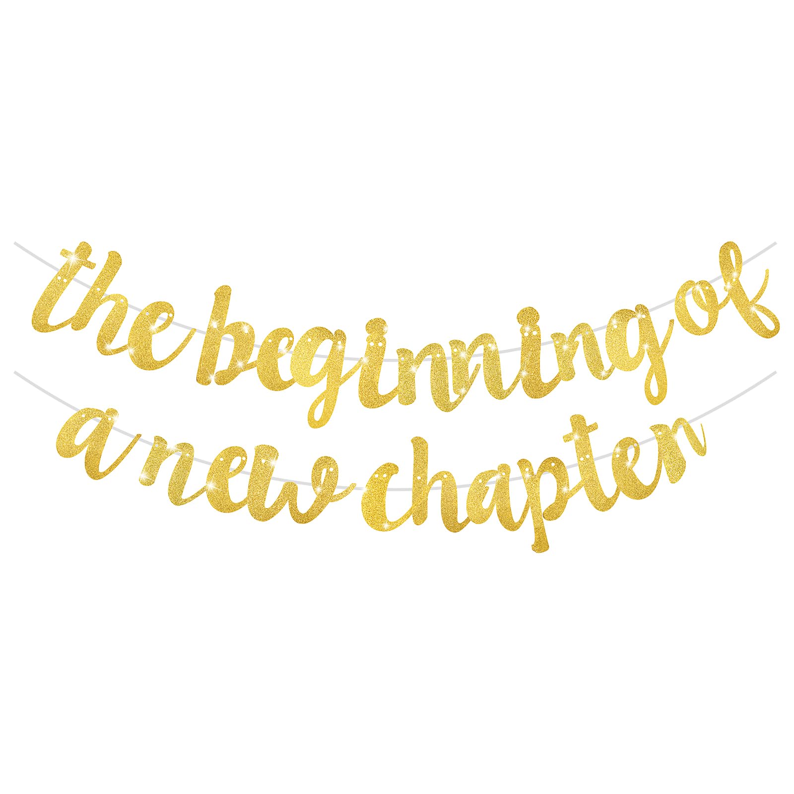 AOZUO The Beginning of A New Chapter Banner, Glitter Farewell Party Decorations Happy Retirement Graduation Banner House Warming Moving Away Engagement Job Change Party Supplies(Gold)