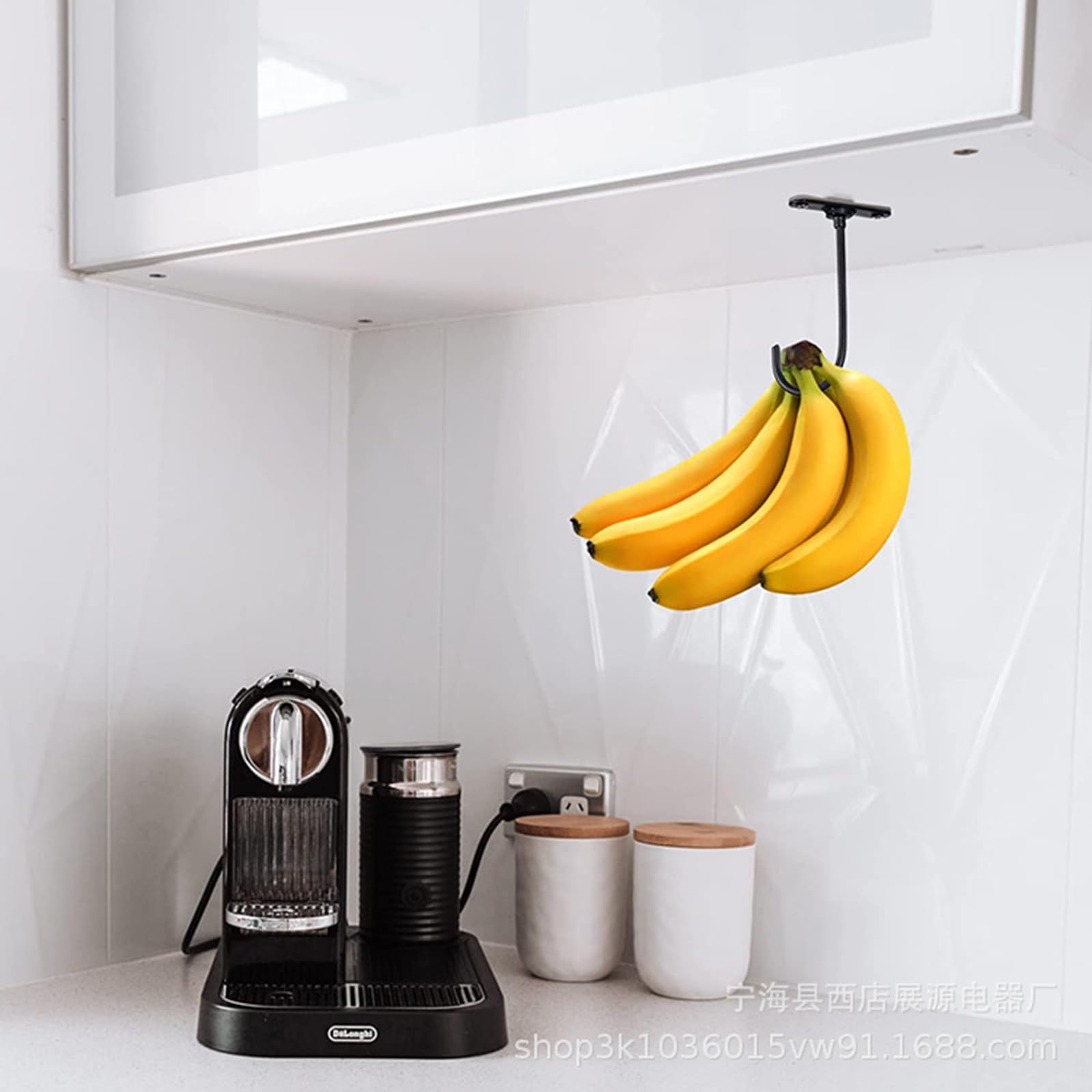 HYBEW Self Adhesive Banana Hook Metal Banana Hanger Under Cabinets Hook for Banana Or Other Kitchen Items Keep Banana, JJ381919