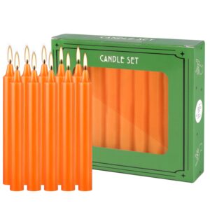 20pcs 4-inch Taper Candles Smokeless Long Burning Candles for daily, Wedding,Christmas Table,Fireplace(orange)