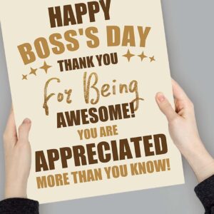 Jumbo Happy Boss’s Day Card for Boss Manager, Big Boss Thank You Card, Funny Oversize Appreciation Card from Team, Thank You for Being Awesome