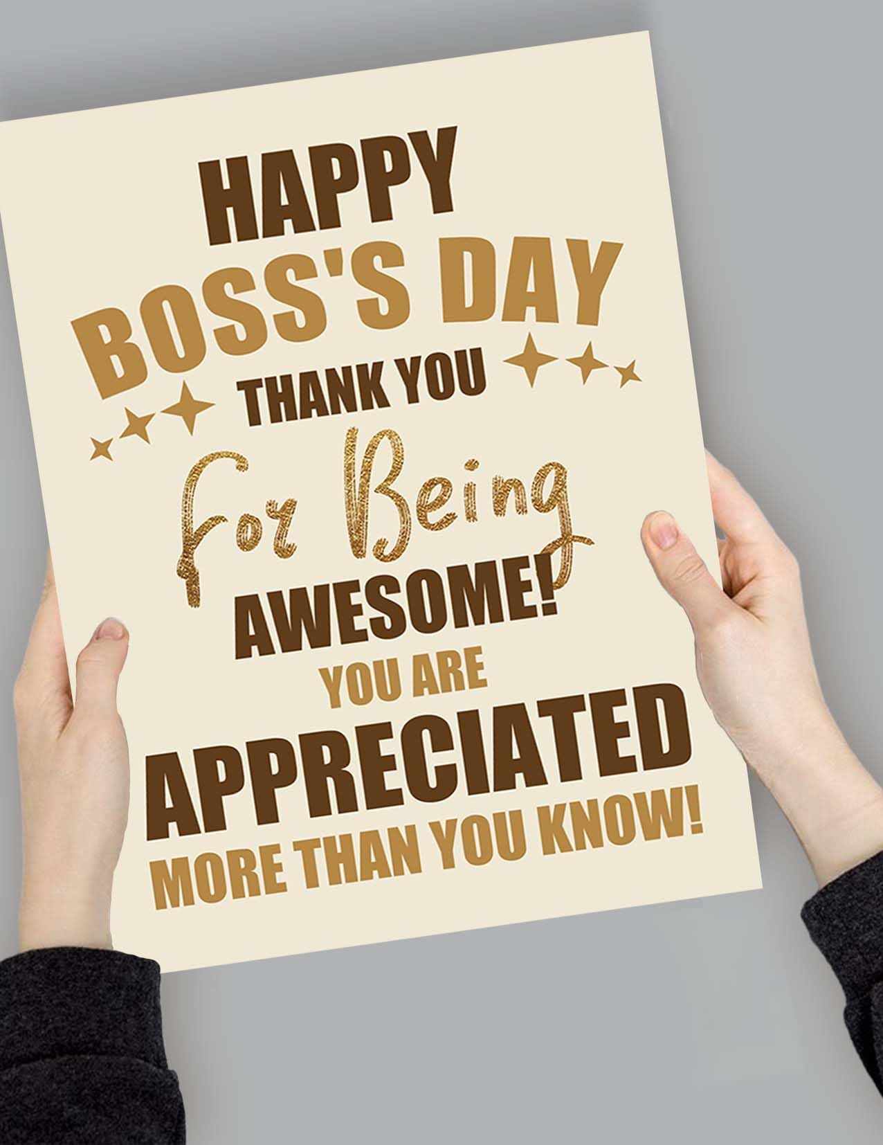 Jumbo Happy Boss’s Day Card for Boss Manager, Big Boss Thank You Card, Funny Oversize Appreciation Card from Team, Thank You for Being Awesome