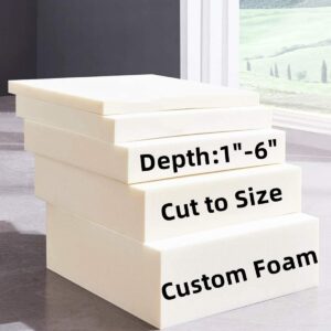 SINCERE Custom 2"-3 in-4 inch Foam Mattress Topper, Cut to Twin Full Queen King Size Bed Topper, Soft Firm Mattress Pad for Sleeper Sofa Couch RV Chair Cushion Pillow Top, Soundproof Foam Sponge