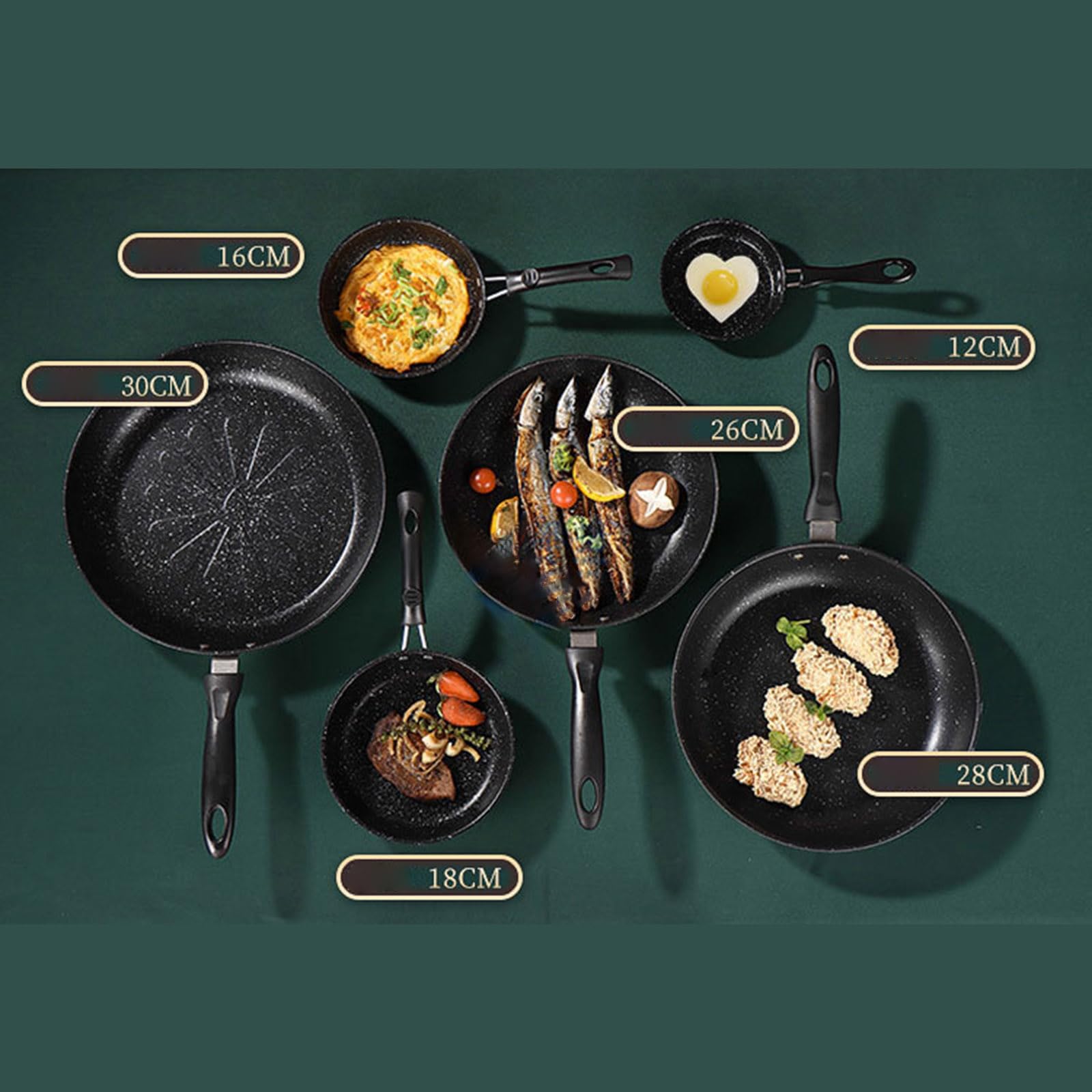 CHENATING Flat Bottom Cooking Pans Nonstick Frying Pans Wheat Stone Coating Pans Cookware For Electric And Induction Cooktops