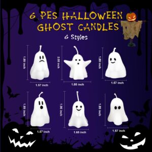 6 Pcs Halloween Ghost Candles,White Ghost Shape Cute Halloween Decor Candles for Home Halloween Party Bedroom Room Table Decorations