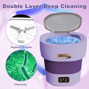 Portable Washing Machine, 15L Large Capacity New Upgraded Model, Mini Collapsible Washer with Dryer, Small Foldable Laundry Washer, Apartment, RV, Dorm, Camping, Socks, Baby Clothes, Underwear, Purple