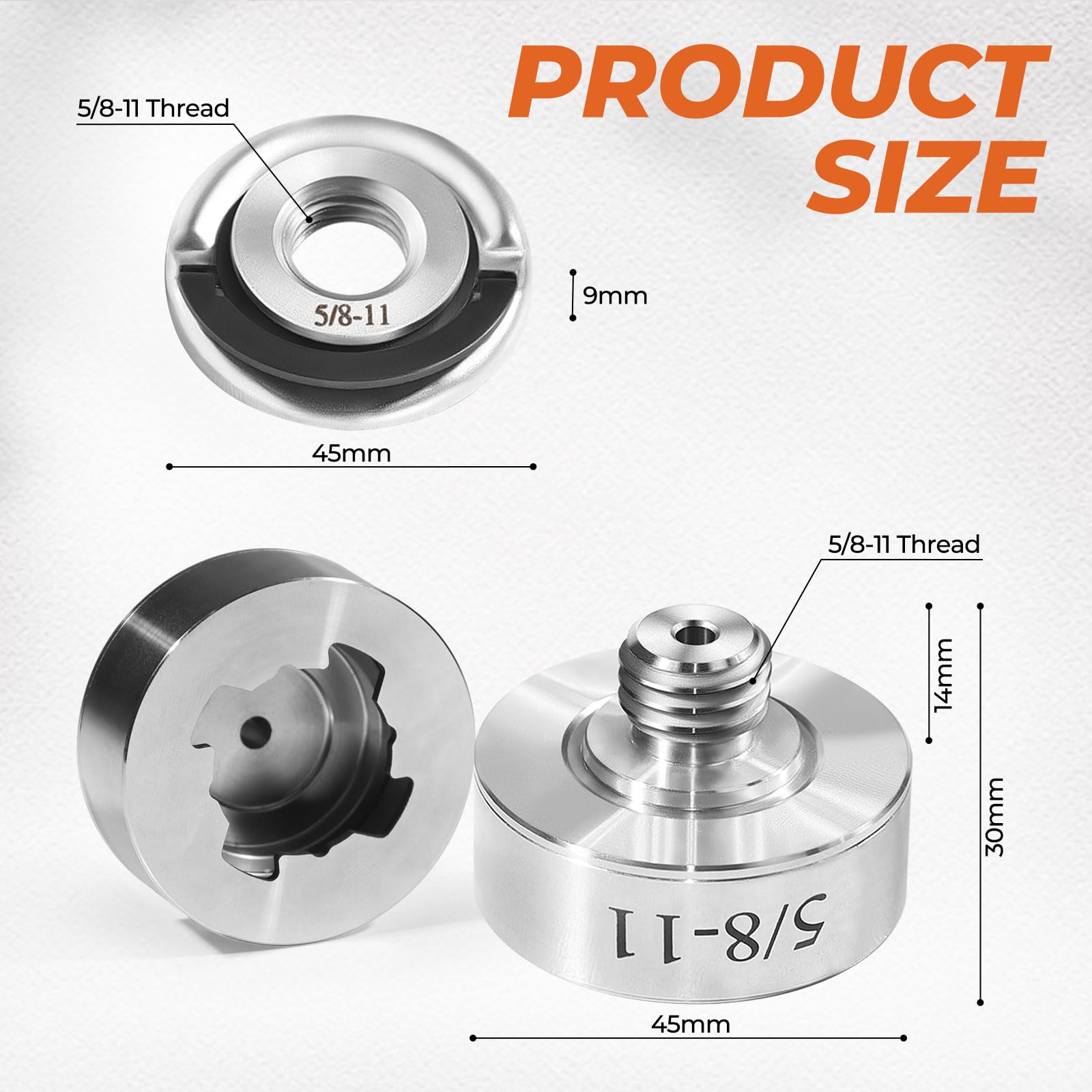 Swozzto Angle Grinder Adapter Kit（XLOCK to 5/8"-11 Thread）with Quick Change Angle Grinder Nut,Suitable for 5/8"-11 Thread XLOCK Angle Grinder,Convert and Install 5/8"-11 Saw Blades, Polish Discs, etc.