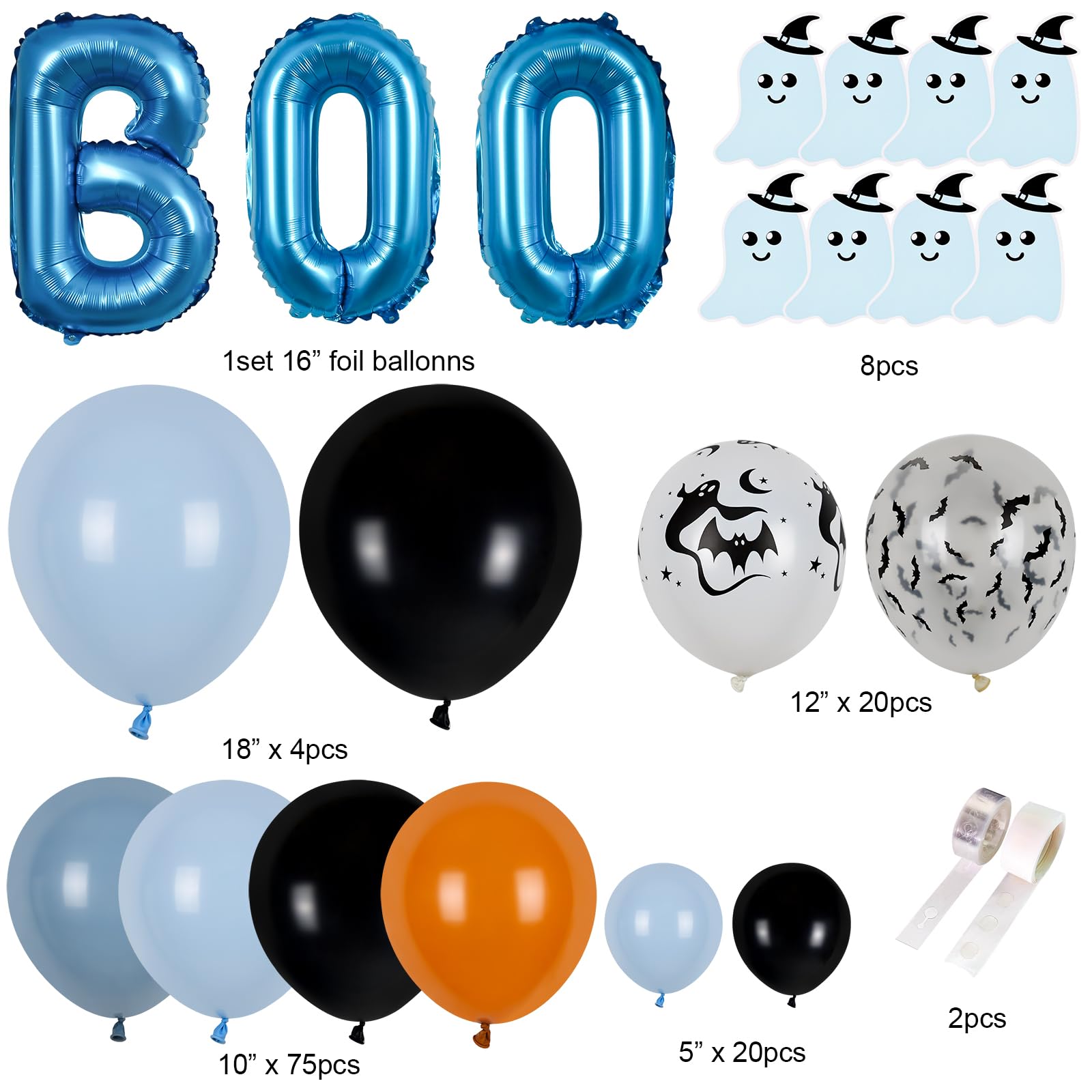 Halloween Baby Shower Decorations for Boy, Halloween Balloon Arch Blue with Cute Ghost-pattern Card For Halloween Theme Baby Shower Decorations Happy BOO Day Party Decorations