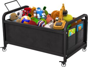 ardier 80l large kids toy box with wheels, toy chest storage organizer for toddlers, boys, girls, toy storage bin for stuffed animals, playroom, bedroom, nursery, living room, black