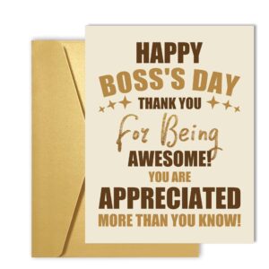 Jumbo Happy Boss’s Day Card for Boss Manager, Big Boss Thank You Card, Funny Oversize Appreciation Card from Team, Thank You for Being Awesome