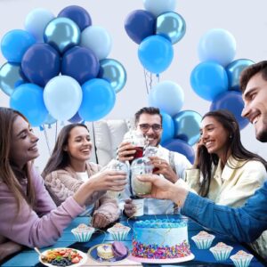 Patimate Blue Balloons Set, 50 pcs 12 inch Metallic Blue Navy Blue Pastel Blue Light Blue Latex Balloons Kit for Birthday Baby Shower Wedding Party Decorations