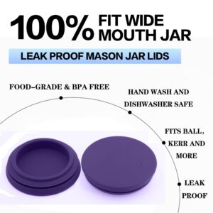 Wide Mouth Mason Jar Lids - Large Mouth Canning Lids Fit for All Wide Mouth Mason Jars,Food Grade Silicone Mason Jar Caps,Dishwasher Safe,Leak Proof Reusable Lids