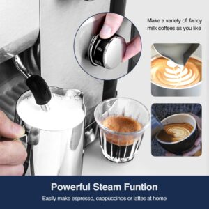 amzchef Espresso Machines 20 Bar, Espresso Maker with Milk Frother & LCD Panel, Adjustable Temp, Compact Cappuccino Machines for Home Gifts, Stainless Steel