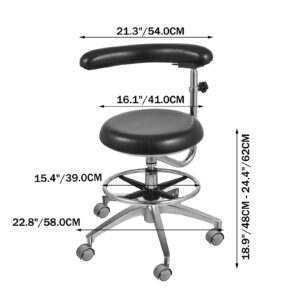 VEVOR Medical Dental Stool Dentist Chair with 360 Degree Rotation Armrest PU Leather Assistant Stool Chair Height Adjustable Doctor Chair