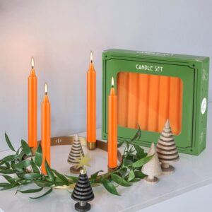 20pcs 4-inch Taper Candles Smokeless Long Burning Candles for daily, Wedding,Christmas Table,Fireplace(orange)