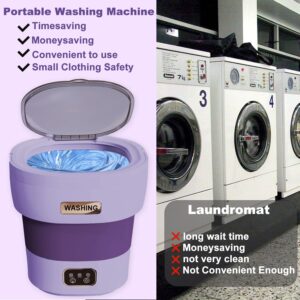 Portable Washing Machine, 15L Large Capacity New Upgraded Model, Mini Collapsible Washer with Dryer, Small Foldable Laundry Washer, Apartment, RV, Dorm, Camping, Socks, Baby Clothes, Underwear, Purple