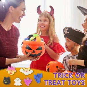 36PCS Halloween Mochi Squishy Toys with Pumpkin Bucket, WOXAFO Halloween Party Favors, Assorted Halloween Squeeze Gift Bulk Pumpkin Ghost Spider Squishies Toy for Kids